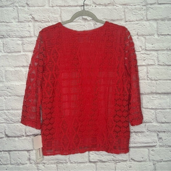 Alfred Dunner Coral Crochet Blouse NWT - Picture 4 of 11